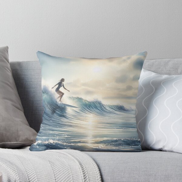 Item preview, Surfer Girl Riding a wave Surfing Watersports gift designed and sold by ArtUnova.