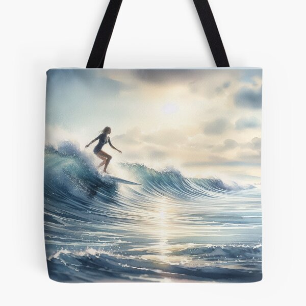 Item preview, Surfer Girl Riding a wave Surfing Watersports gift designed and sold by ArtUnova.