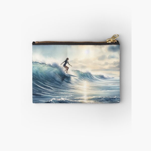 Item preview, Surfer Girl Riding a wave Surfing Watersports gift designed and sold by ArtUnova.