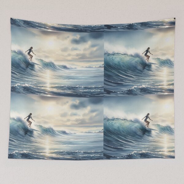 Item preview, Surfer Girl Riding a wave Surfing Watersports gift designed and sold by ArtUnova.