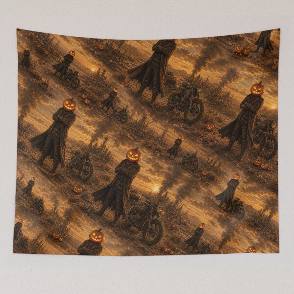 Item preview, Headless Horseman Western Biker - Gothic Halloween Fantasy Art designed and sold by TheHorsemanRidesAgain.