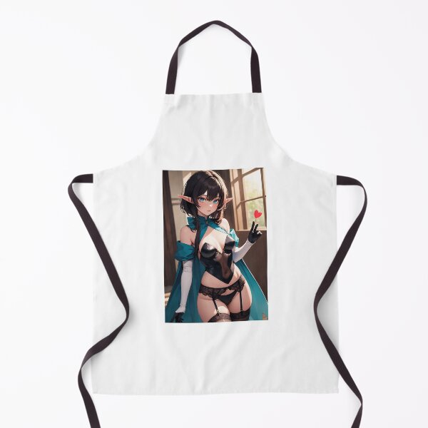 Item preview, Anime Elf Girl Fantasy Pin-Up - Beautiful Dark Haired Elf in Lingerie & Teal Cape designed and sold by iloveanimechibi.