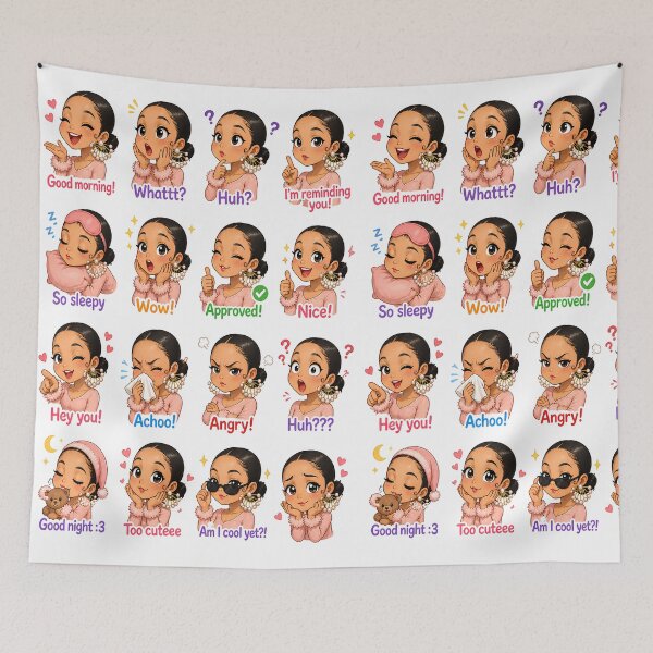 Item preview, Cute Black Girl Chibi Sticker Pack  designed and sold by MoonSpeaksTV.