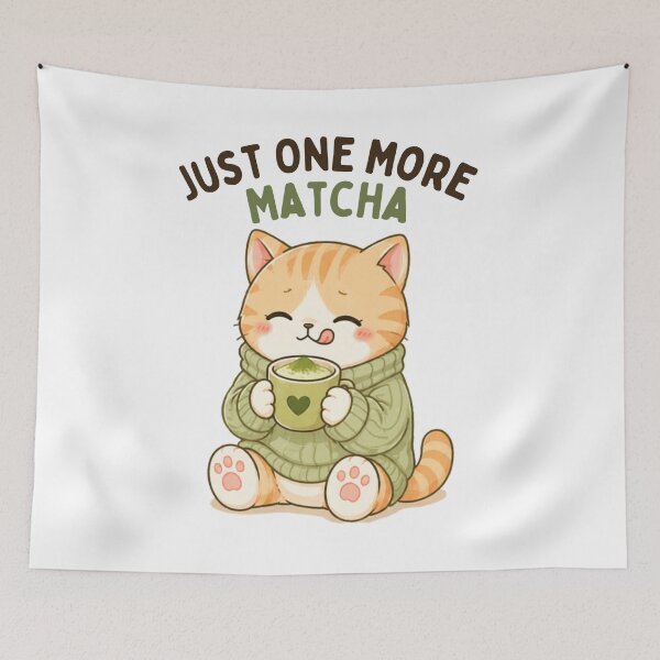 Item preview, Just One More Matcha Cat | Cute Kawaii Aesthetic | Funny Cozy Mood Design designed and sold by The Mood Index.