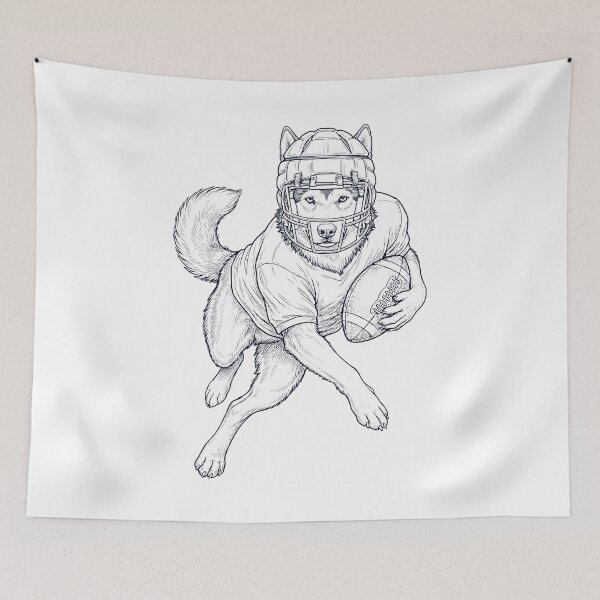 Item preview, Vintage Alaskan Malamute Playing American Football Player Dog Lover designed and sold by TerryConnells.