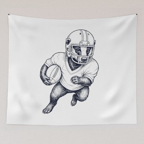 Item preview, Vintage Badger Playing American Football Player Animal Lover designed and sold by TerryConnells.