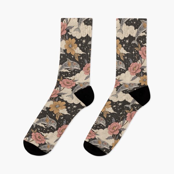 Item preview, Midnight Dolphins Floral Sky designed and sold by mmartabc.