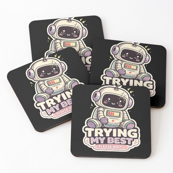 Item preview, Funny Cute Robot Trying My Best Kawaii Burnout Humor Aesthetic designed and sold by Rude Bot.