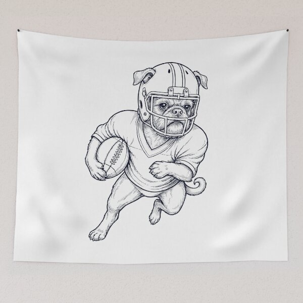 Item preview, Vintage Brussels Griffon Playing American Football Player Dog Lover designed and sold by TerryConnells.