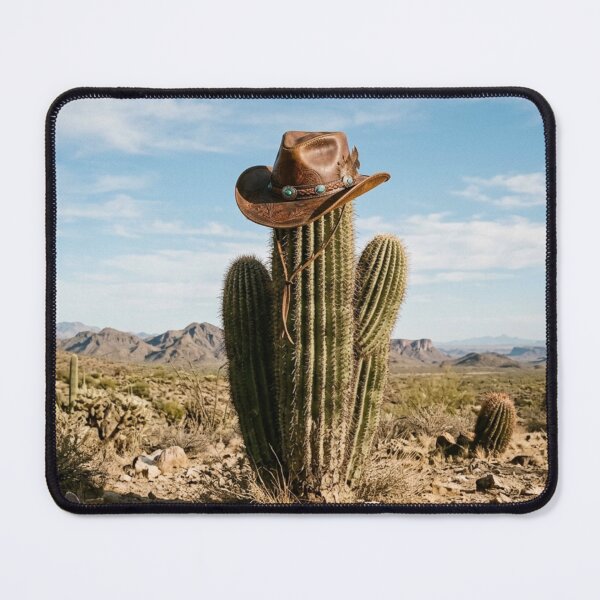 Item preview, Lone cactus in the desert wearing a cowboy hat designed and sold by Malisa345.
