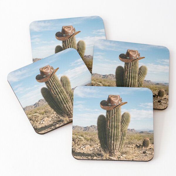 Item preview, Lone cactus in the desert wearing a cowboy hat designed and sold by Malisa345.