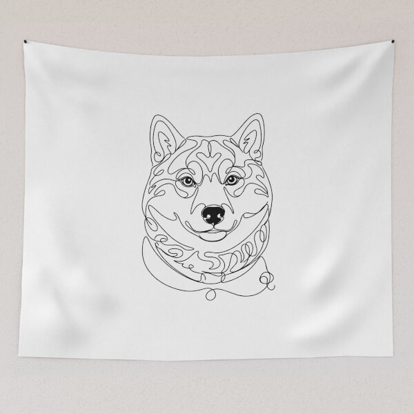 Item preview, Shiba Inu One Line Art – Modern & minimalist dog contour design designed and sold by Pfotenfaden.