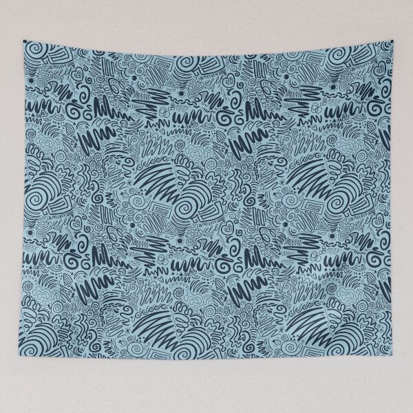 Item preview, Inky Doodles Blue and Navy designed and sold by Pinecone Place.