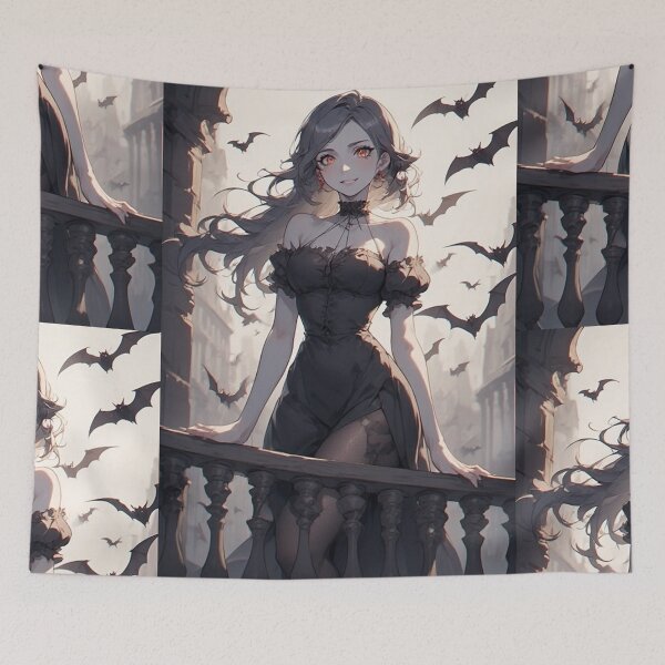 Item preview, Gothic vampire woman on a balcony designed and sold by ArtsJulian.