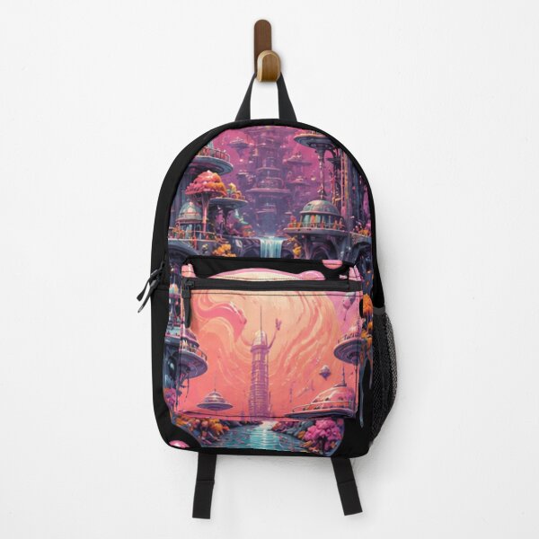 Item preview, Alien Planet Metropolis Pink Nebula Sky Fantasy Landscape designed and sold by anandariki.