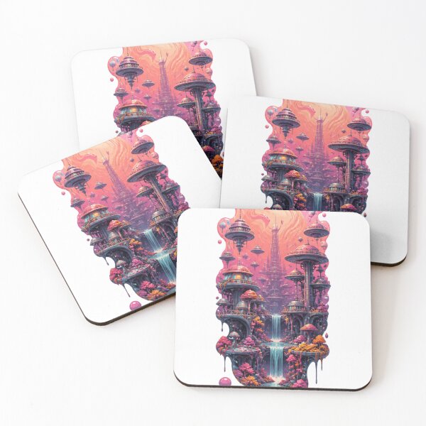 Item preview, Alien Planet Metropolis Pink Nebula Sky Fantasy Landscape designed and sold by anandariki.