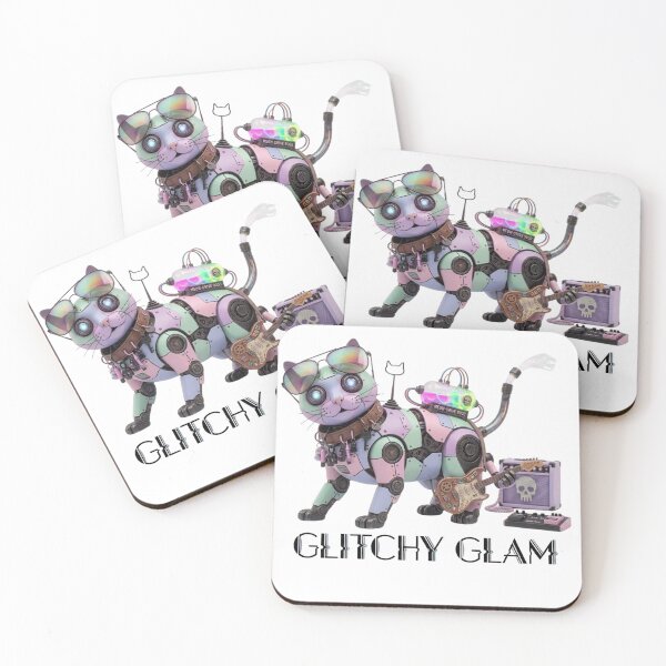 Item preview, Glitchy Glam Pastel Goth Robot Cat designed and sold by dcohea.