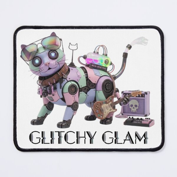 Item preview, Glitchy Glam Pastel Goth Robot Cat designed and sold by dcohea.