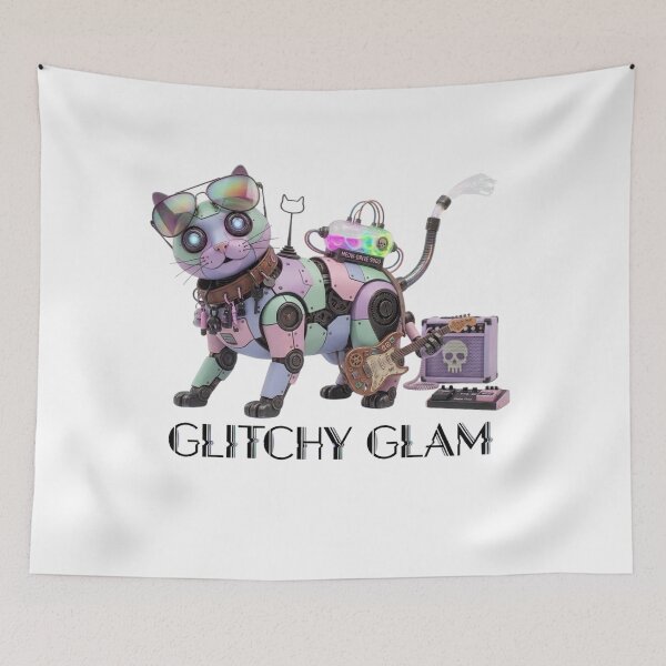 Item preview, Glitchy Glam Pastel Goth Robot Cat designed and sold by dcohea.