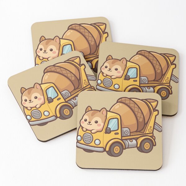 Item preview, kawaii squirrel, cute truck design for kids  designed and sold by Mochii-studio.