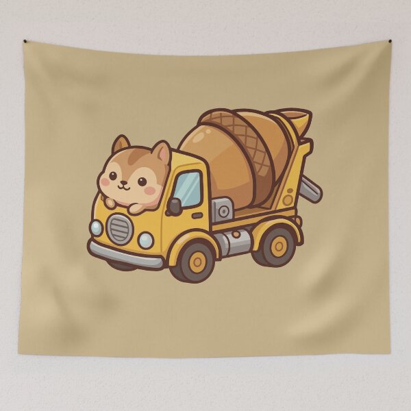 Item preview, kawaii squirrel, cute truck design for kids  designed and sold by Mochii-studio.