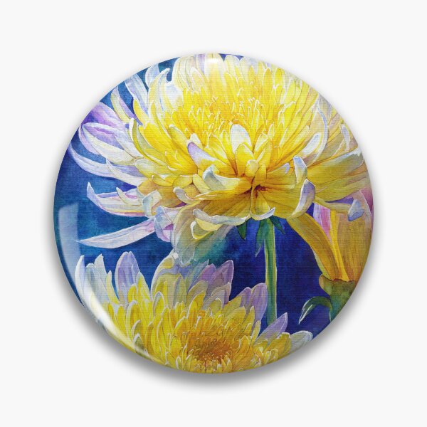 Item preview, Yellow Chrysanthemums on Indigo designed and sold by RyanPhamDesigns.