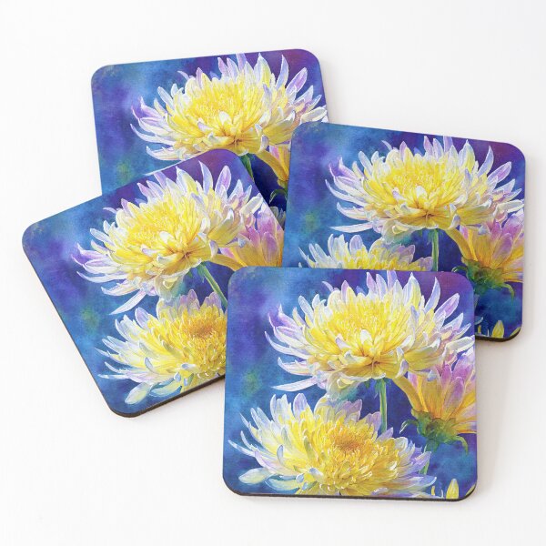 Item preview, Yellow Chrysanthemums on Indigo designed and sold by RyanPhamDesigns.