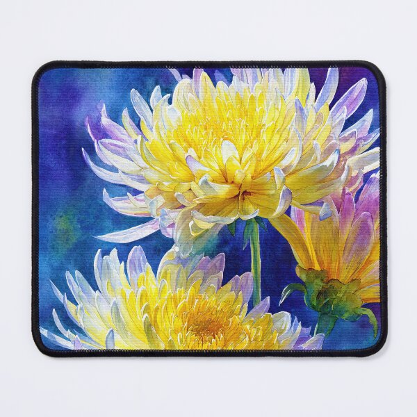 Item preview, Yellow Chrysanthemums on Indigo designed and sold by RyanPhamDesigns.