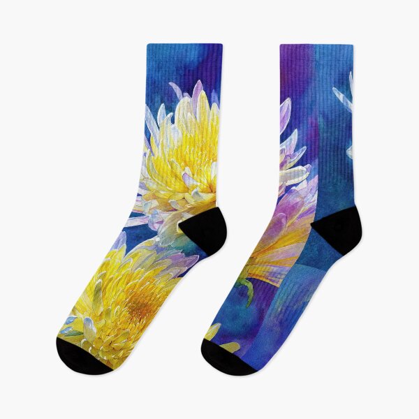 Item preview, Yellow Chrysanthemums on Indigo designed and sold by RyanPhamDesigns.