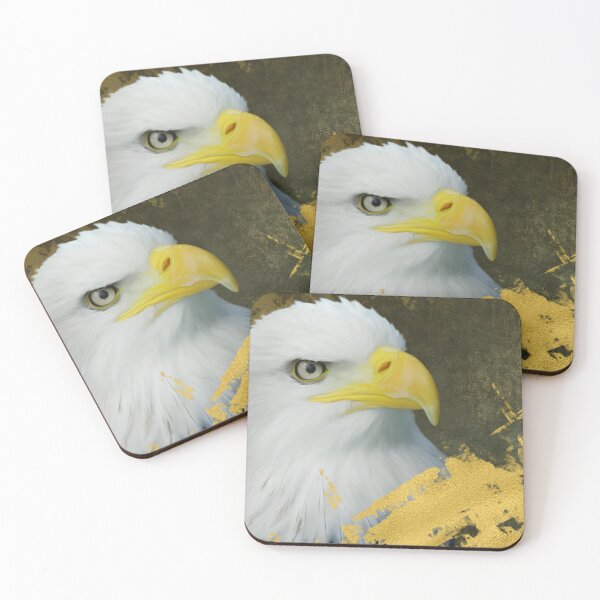 Item preview, Golden Eagle Portrait with Gold Accents | Powerful Wildlife Wall Art designed and sold by Sophie Watson.