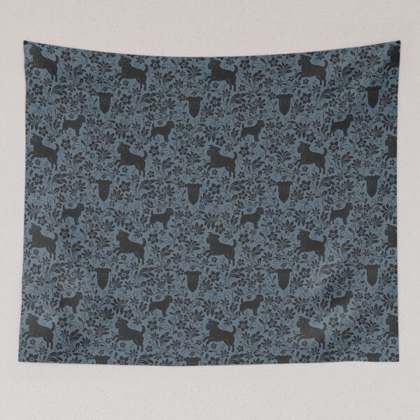 Item preview, Brussels Griffon Floral Pattern | Cute Dog Botanical Aesthetic in Blue designed and sold by WildLakePatterns.