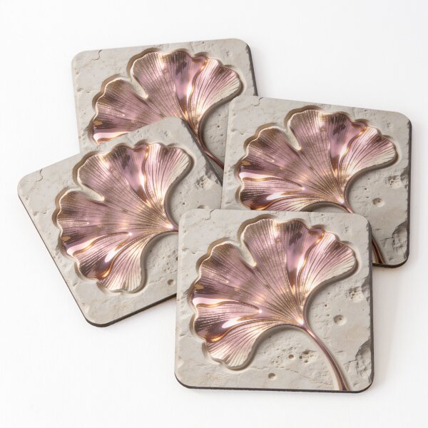 Item preview, Zen Ginkgo Leaf - Luxury 3D Stone & Molten Rose Gold Relief designed and sold by sana designer.