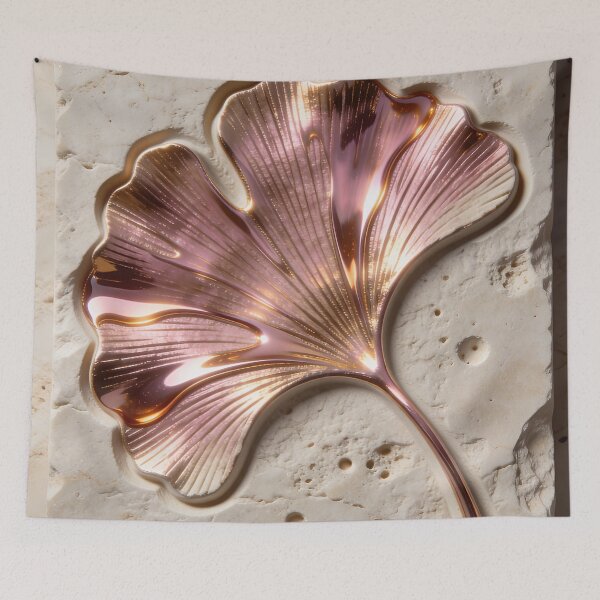Item preview, Zen Ginkgo Leaf - Luxury 3D Stone & Molten Rose Gold Relief designed and sold by sana designer.