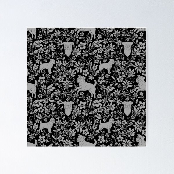 Item preview, Brussels Griffon Floral Pattern | Cute Dog Botanical Aesthetic in Black designed and sold by WildLakePatterns.