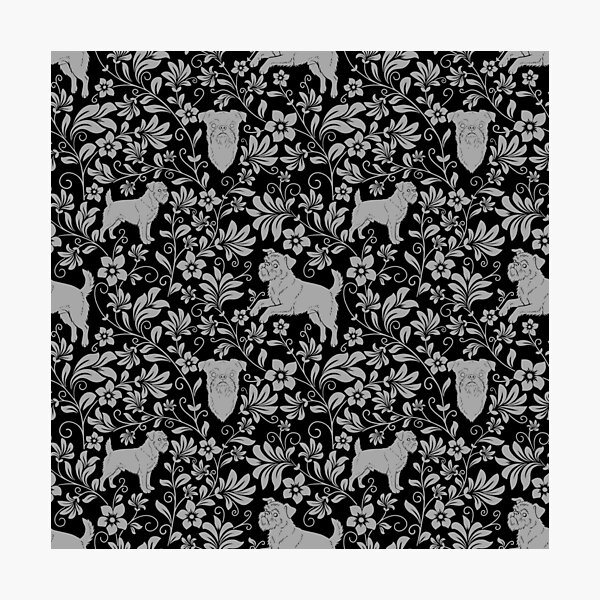 Item preview, Brussels Griffon Floral Pattern | Cute Dog Botanical Aesthetic in Black designed and sold by WildLakePatterns.