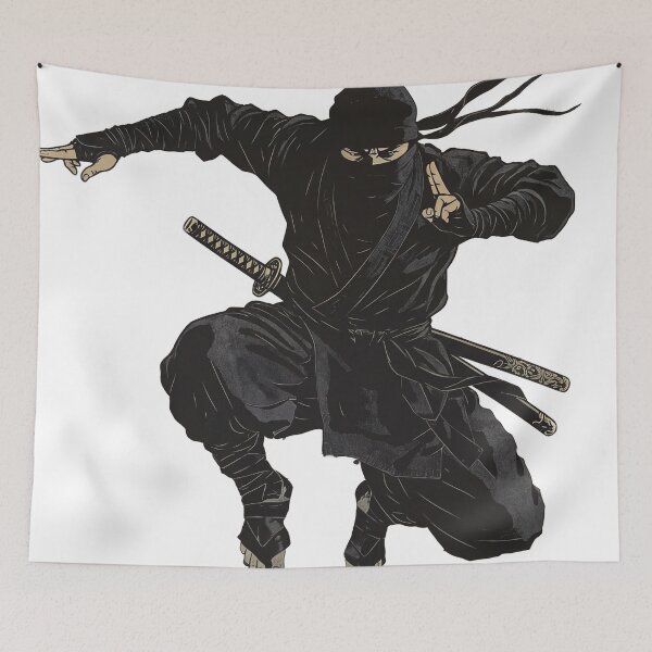 Item preview,  ninja preparing to perform a leaping magic trick designed and sold by whiteblackcat.