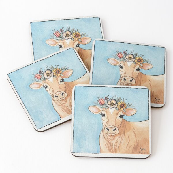 Item preview, Jersey Cow Watercolor Blue designed and sold by Kyra Hillier Art.