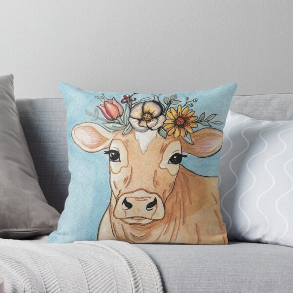 Item preview, Jersey Cow Watercolor Blue designed and sold by Kyra Hillier Art.