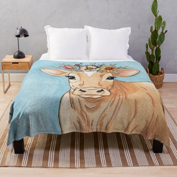 Item preview, Jersey Cow Watercolor Blue designed and sold by Kyra Hillier Art.