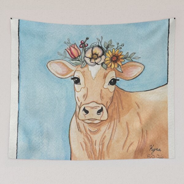 Item preview, Jersey Cow Watercolor Blue designed and sold by Kyra Hillier Art.