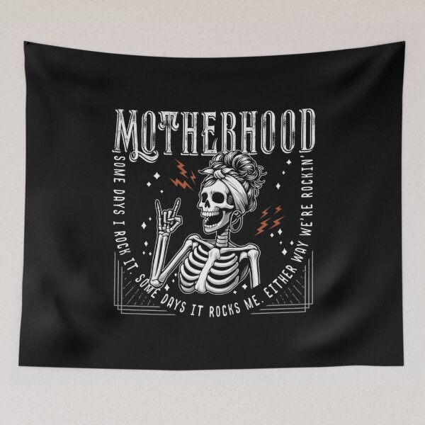 Item preview, Motherhood Rock Skeleton Mama Funny Tired Mom Life Aesthetic Classic T-Shirt designed and sold by Animalfacts002.
