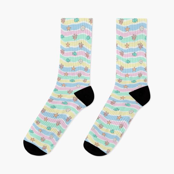 Item preview, Pastel Ocean Waves Seamless Pattern - Cute Starfish Shells Fish Coral Design designed and sold by FTSstyles.