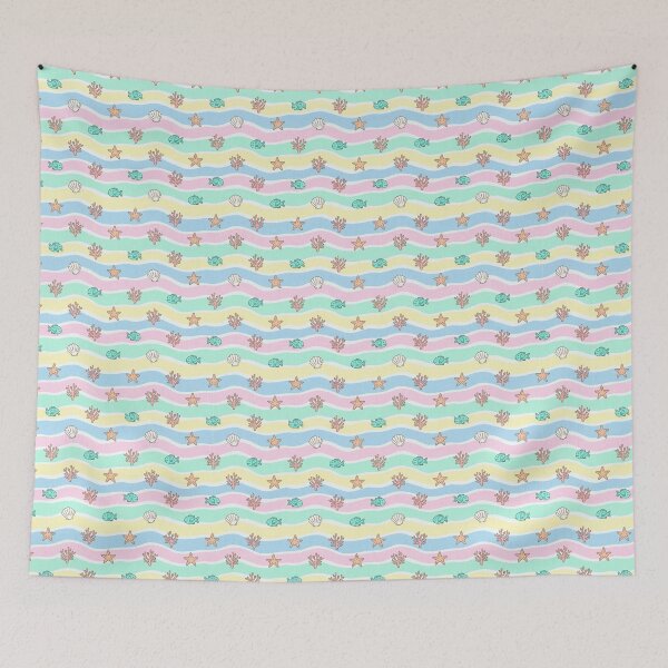 Item preview, Pastel Ocean Waves Seamless Pattern - Cute Starfish Shells Fish Coral Design designed and sold by FTSstyles.