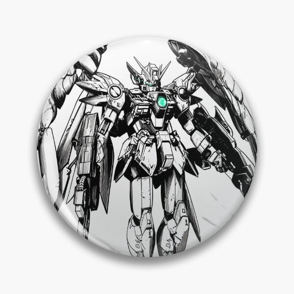 Item preview, black white Wing Gundam drawing vector illustration designed and sold by sabartgunpla.