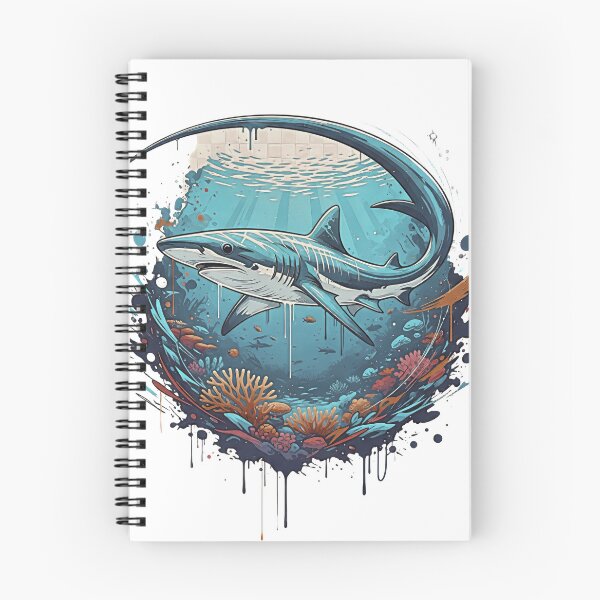 Item preview, Thresher shark Splash Art Print– Deep Sea Marine Life Illustration, Coral Reef Splash Design, Coastal Wall Decor designed and sold by ScapeCraft.