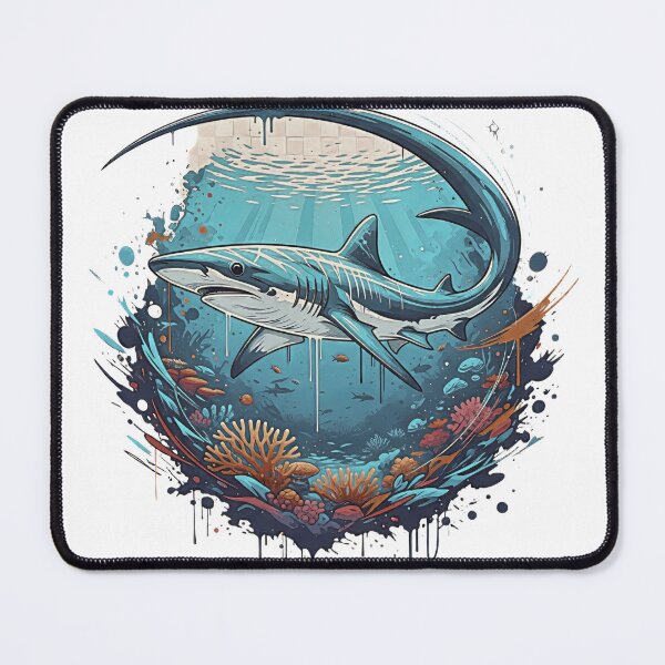Item preview, Thresher shark Splash Art Print– Deep Sea Marine Life Illustration, Coral Reef Splash Design, Coastal Wall Decor designed and sold by ScapeCraft.