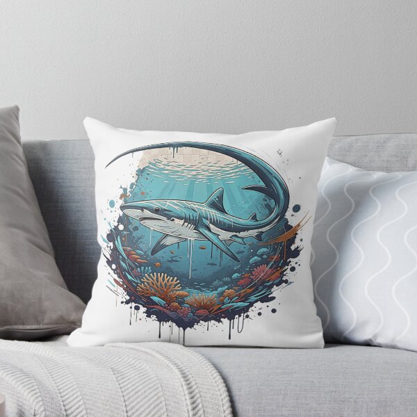 Item preview, Thresher shark Splash Art Print– Deep Sea Marine Life Illustration, Coral Reef Splash Design, Coastal Wall Decor designed and sold by ScapeCraft.