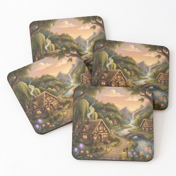 Item preview, Cozy Cottagecore Fairy Tale Village Landscape designed and sold by novadawy.