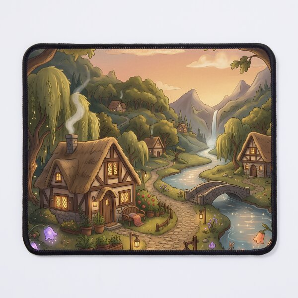 Item preview, Cozy Cottagecore Fairy Tale Village Landscape designed and sold by novadawy.