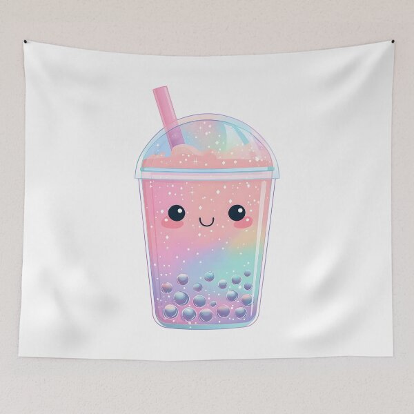 Item preview,  Cute Colorful Boba Tea – Kawaii Bubble Tea Illustration designed and sold by BobaBunny76.
